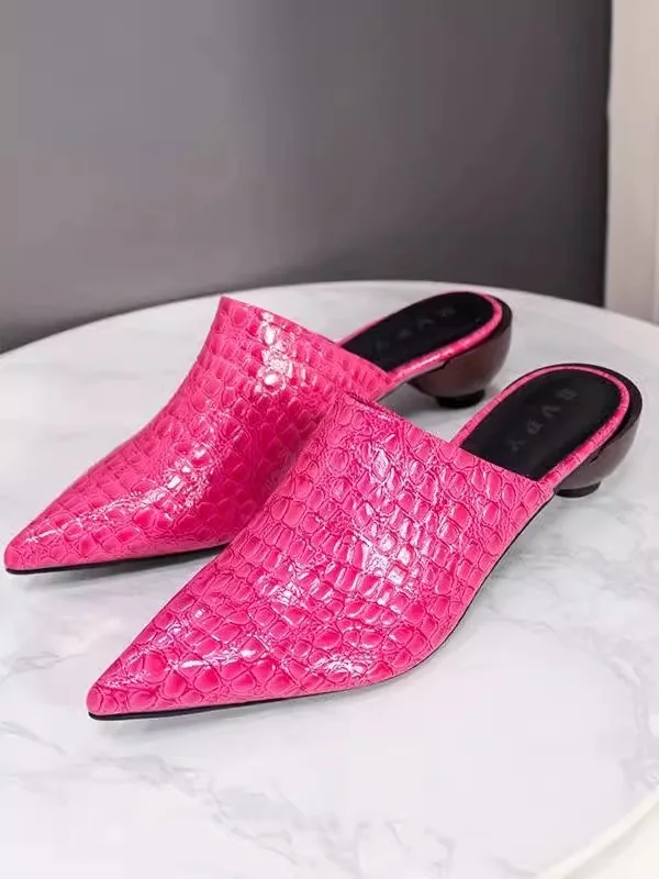Sandalias nuevas europeas americanas para mujer, zapatillas sexis con punta estrecha y tacón de bola, zapatos de verano para mujer, zapatos de mulas para mujer