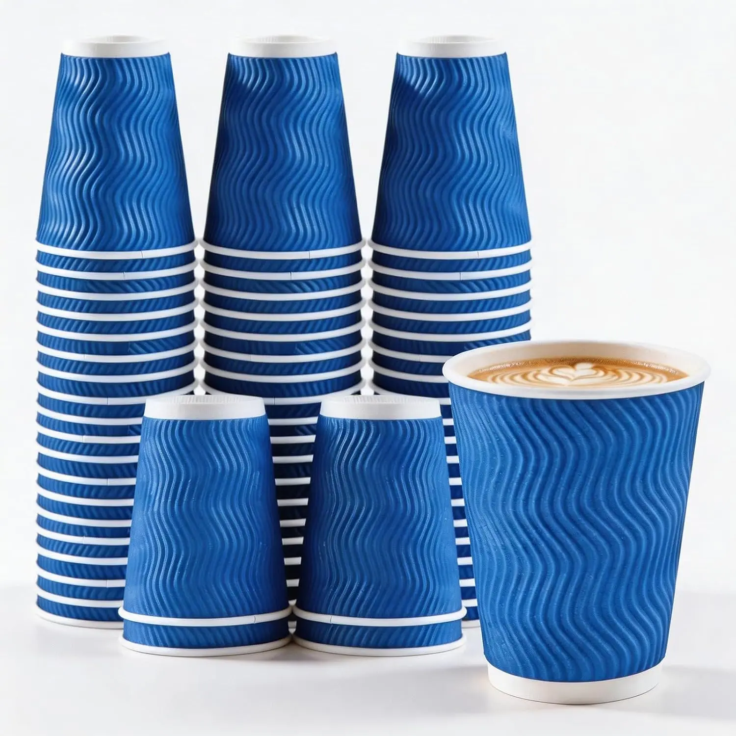 50 Pack 12oz Ripple Wall Disposable Paper Cups Insulated Leak Resistant Takeaway Cups For Hot Cold Drinks Cafe Office Party Catering Camping Picnic Beach RV Road Trip Outdoor Gathering