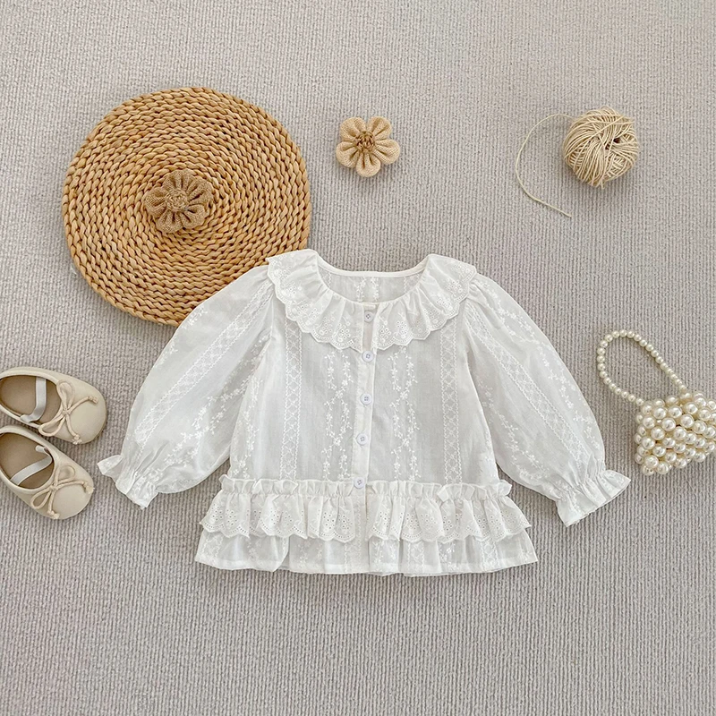 White Lace Collar Girls Shirt 4