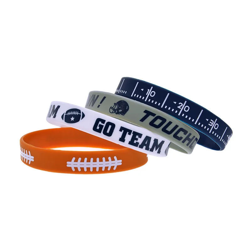 50 Stück bedruckte Rugby-Silikon-Armbänder, Sport-Team-Spieler-Support-Gummibänder für Männer und Frauen – Detail 1