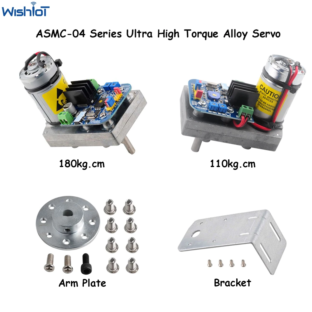 

ASMC-04A ASMC-04B High Power High Torque Alloy Digital Servo 12V-24V 110/180kg.cm for Large Industrial Robot RC Gimbal Boat Car