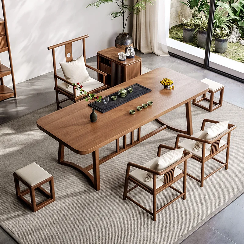 

New Chinese solid wood tea table and chair combination: Zen living room home tea