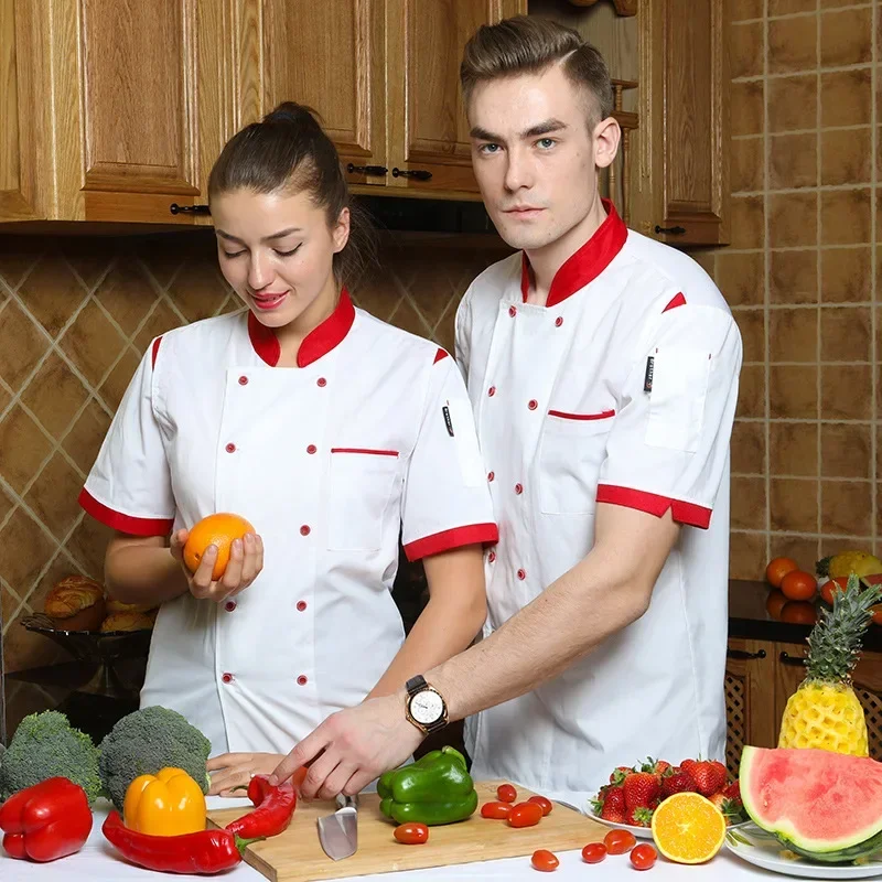 ユニセックスフードサービスキッチンシェフ制服ホテルジャケットケーキコーヒーショップウェイターコートベーカリーフードサービスシェフ制服作業服