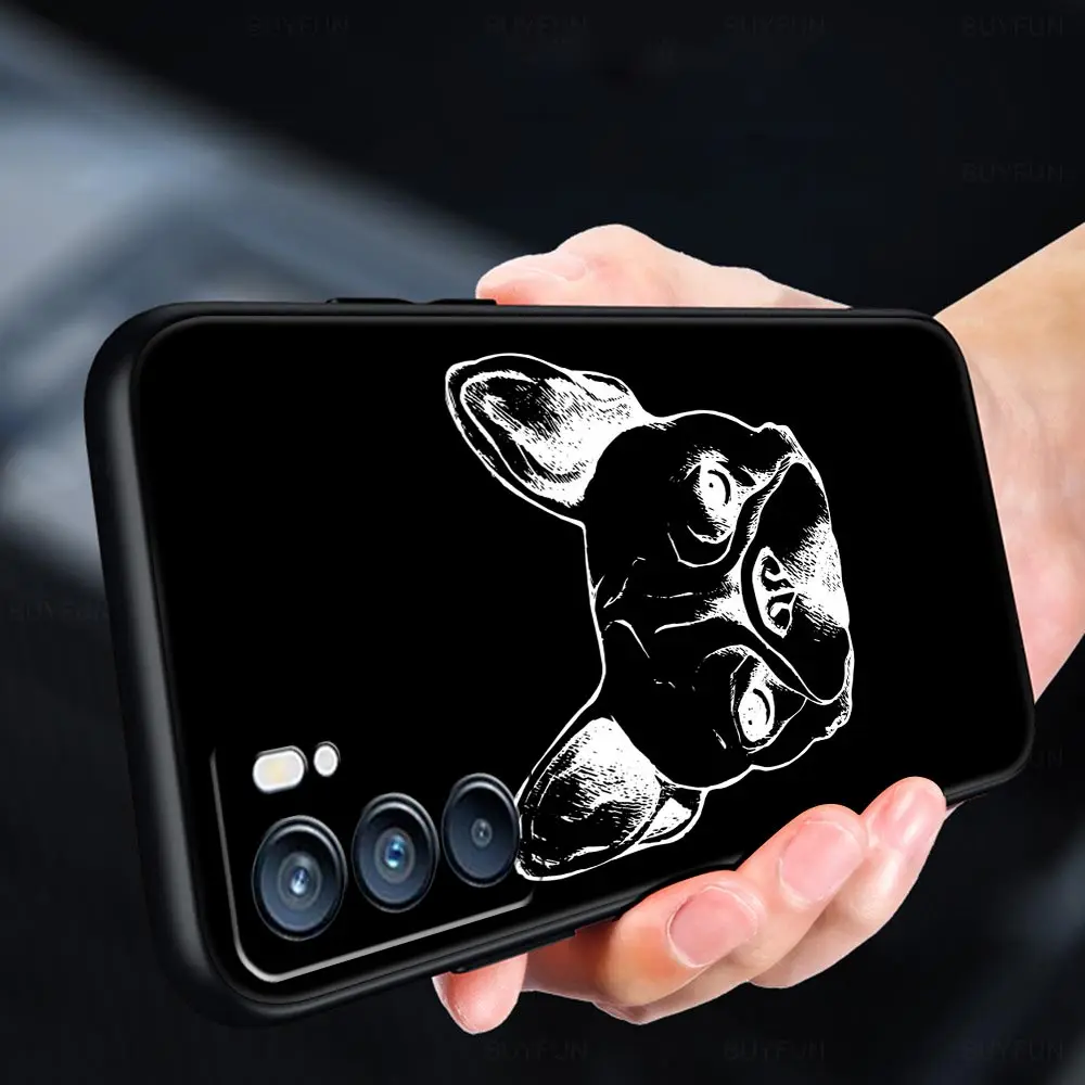 French Bulldog Case For Oppo Find X6 Pro X5 A54 A53 A52 A9 2020 A15 A95 A17 A16 A76 A74 A57 Reno7 Reno6 Pro Plus 5G Black Cover