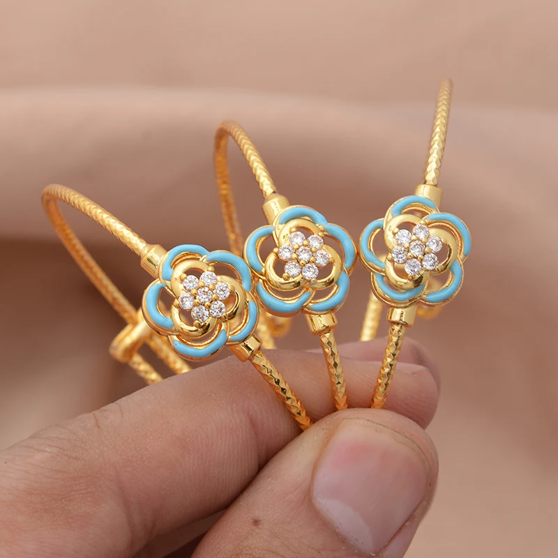 Baby-Armreifen, 4 Stück/Lot, afrikanische goldfarbene Armreifen für Babys und Kinder, Herz-Armband, Artikel aus dem Nahen Osten, Born Lucky Jewelry, Super Friday – Detail 1