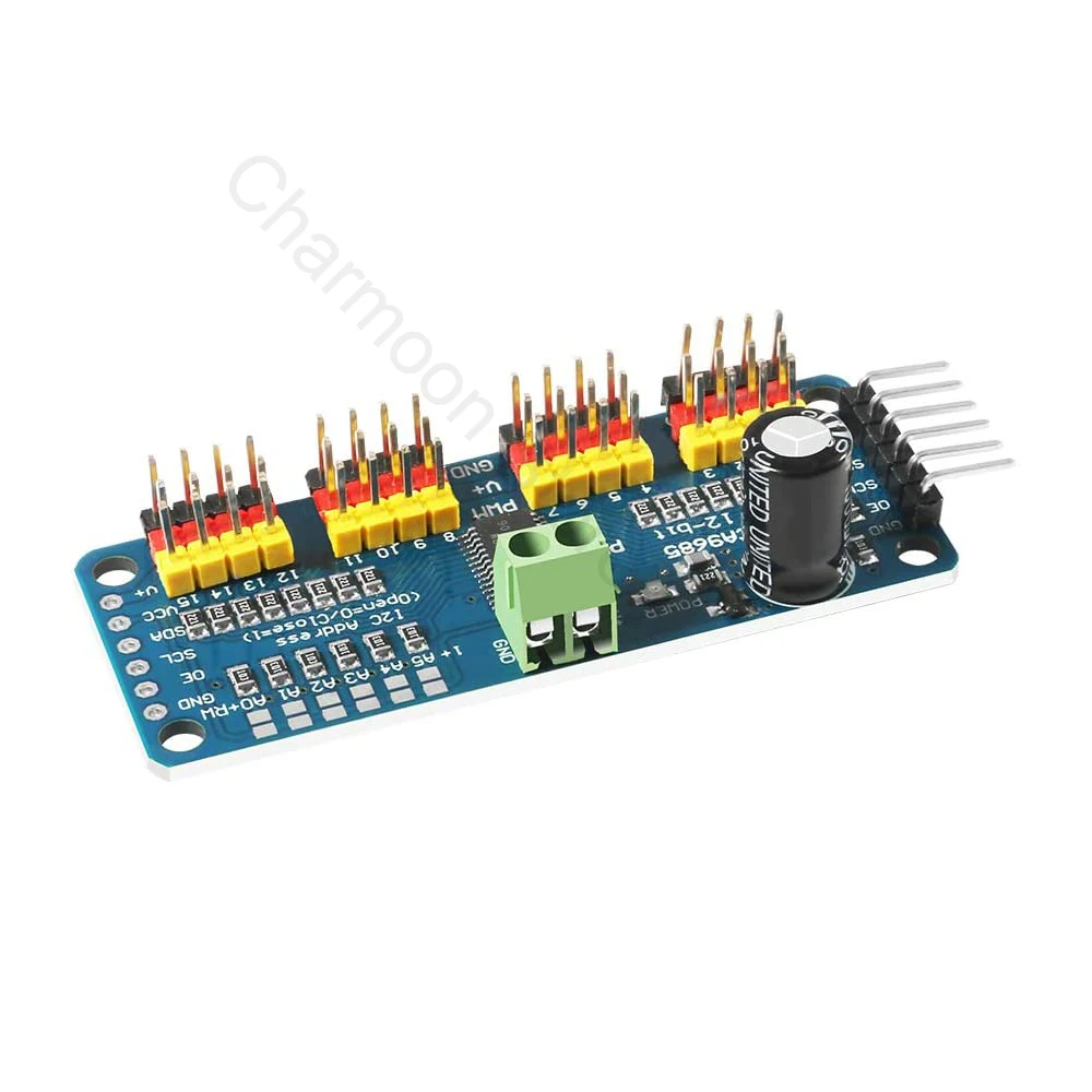 PCA9685 16 kanałowy 12 Bit PWM sterownik serwo pokładzie interfejs IIC PCA9685 moduł kontrolera dla Arduino i Raspberry Pi