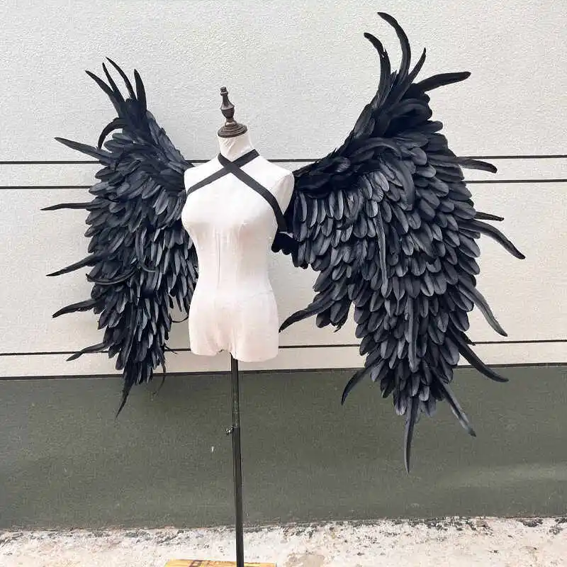 Ali d'angelo di Halloween Cosplay Serie di piume grandi nere Ali per lo styling pieghevoli Prop