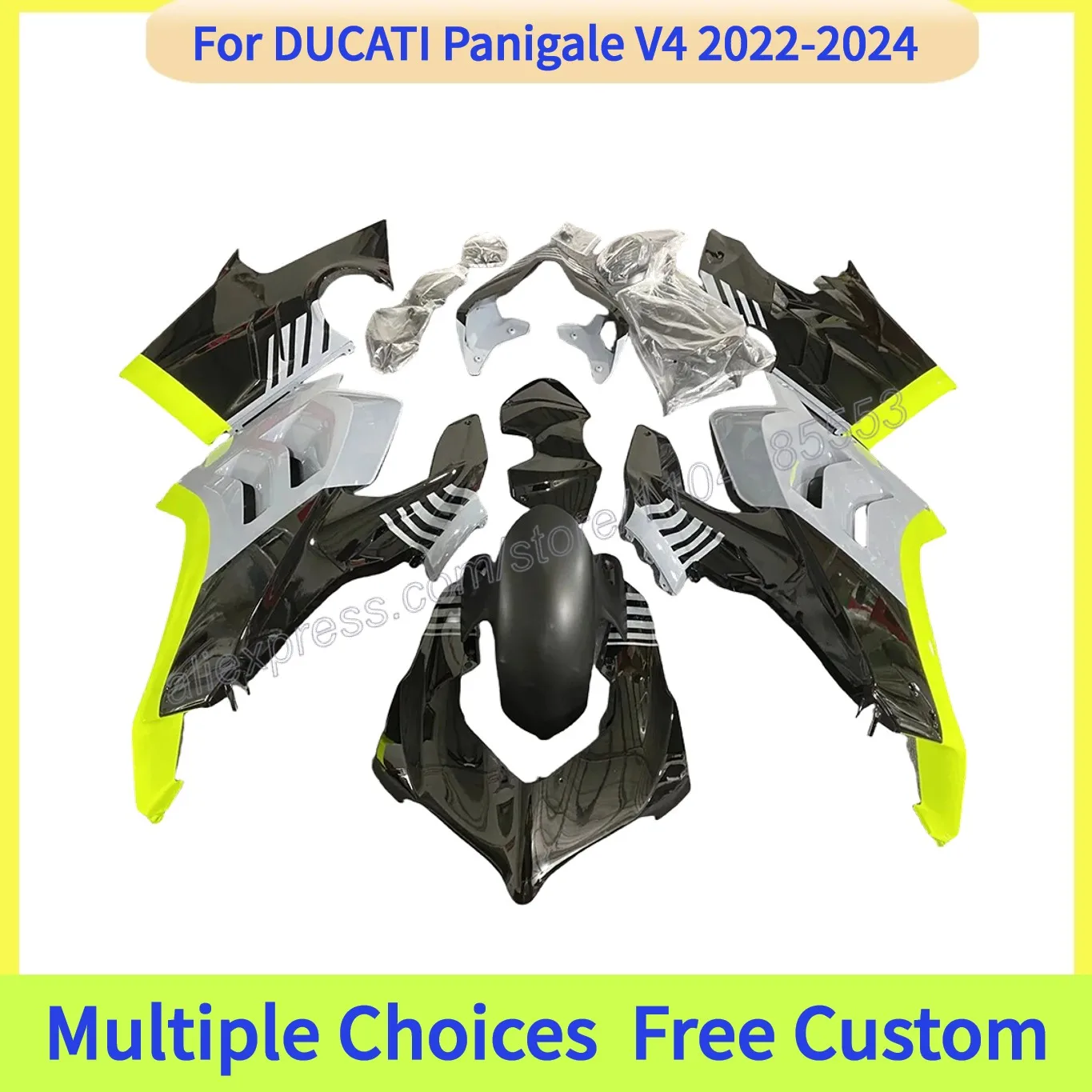 

Bike Fairing kit For Ducati v4 2022 2023 2024 Nardo Grey & Black Body v4s 4VR Panigale 4SP Fluorescent Green
