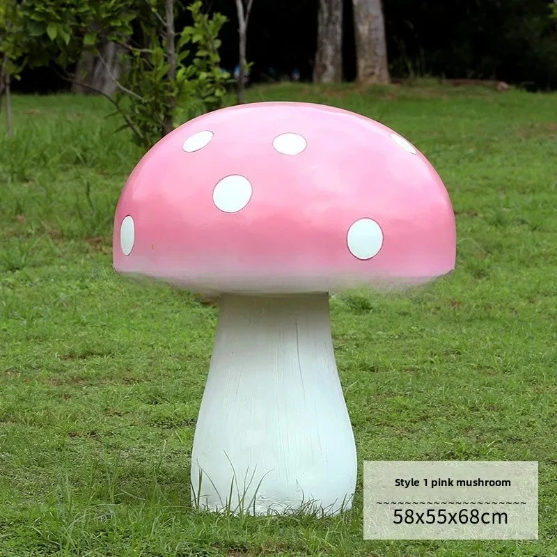 Z14-  Large Mushroom Ornament Outdoor Fiberglass Plant Sculpture Garden Landscape Park Green Space Garden Courtyard Decoration