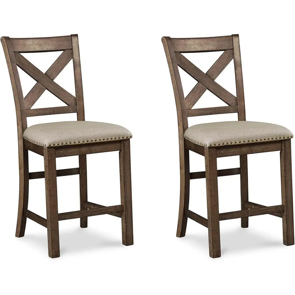 Moriville Rustic arm24.5Upholstered arstool, 2 Count, ei& rown