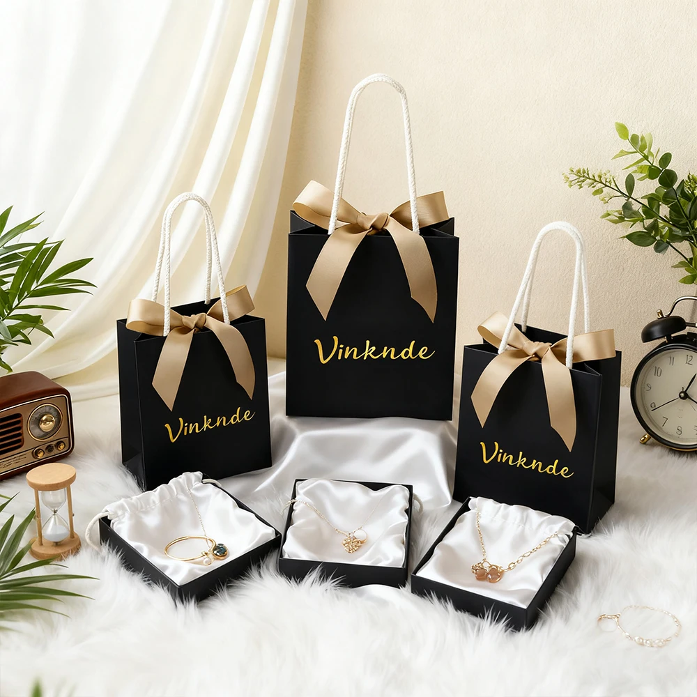 

Custom Printing Luxury Paper Shipping Bags for Candle Jewelry Perfume Lipstick Gift Packaging With Ribbon Bow Wedding Christmas