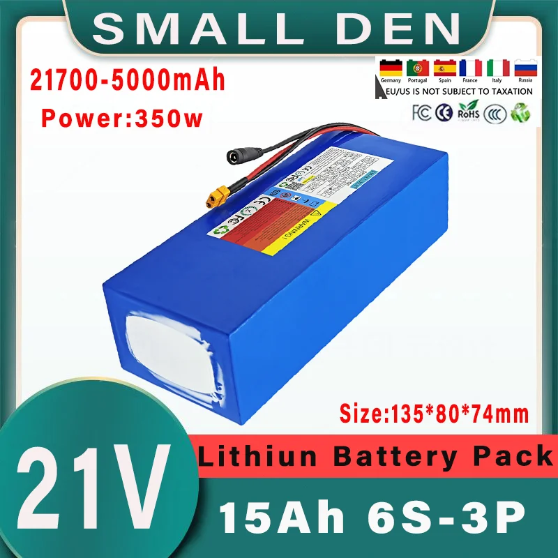 

21V 15Ah 21700 6S 3P Lithium ion Battery Pack 350W Electric Tool Outdoor Backup Battery with 15A BMS Rechargeable Battery
