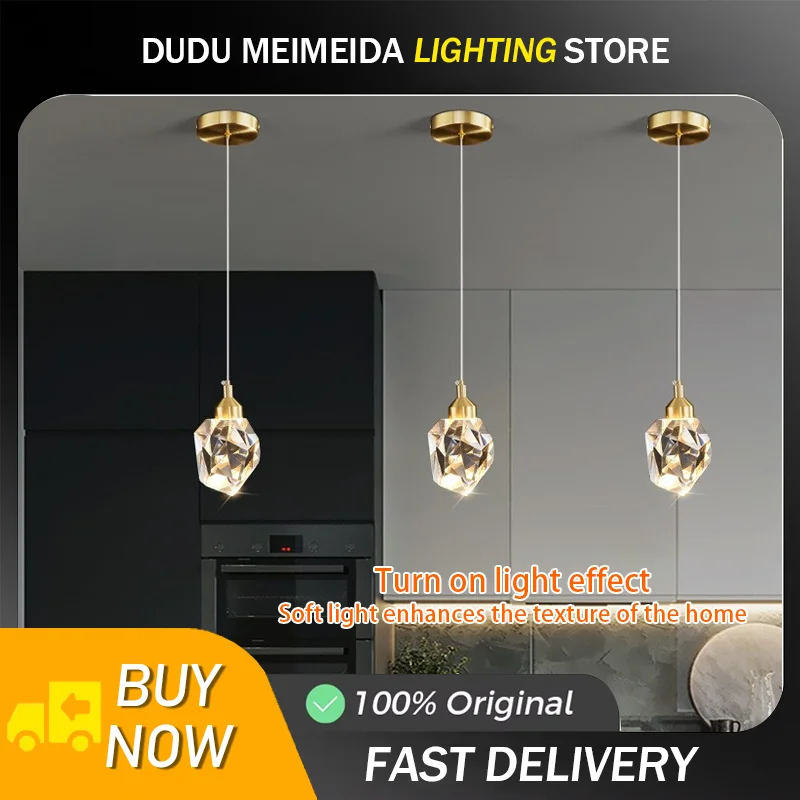 Light Luxury Restaurant Chandelier Modern Simple Crystal LED Light Source Suction Lifting Installation 2026 New Dining Table Bar