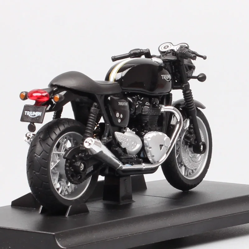 Welly 1/18 escala Triumph Thruxton 1200 Retro Cafe Racer Bike Motocicleta Diecasts Toy Modelo Moto Crianças Lembrança Colecionável Crianças