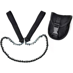 24 Inch Survival Pocket Chainsaw Folding Hand Saw Chain 11 Serrated 3x Faster Hand Saw With Straps Camping Saw For Wood Cutting