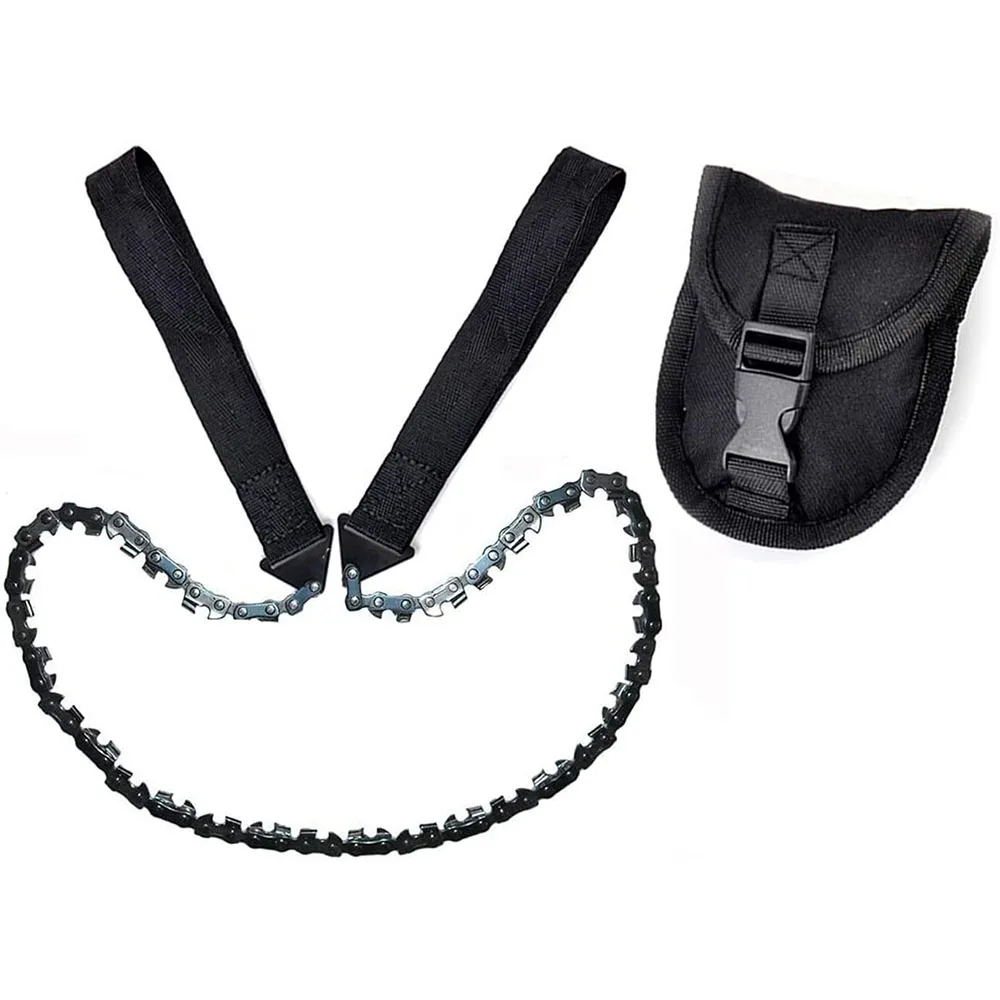 24 Inch Survival Pocket Chainsaw Folding Hand Saw Chain 11 Serrated 3x Faster Hand Saw With Straps Camping Saw For Wood Cutting