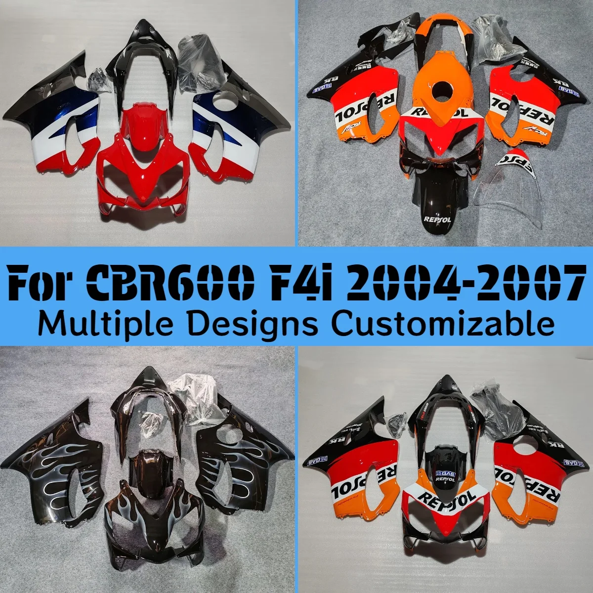 For Honda CBR600F4i 2004 2005 2006 2007 Prime Fairings CBR 600 F4i 04 05 06 07 ABS Injection Bodywork Kit Motorcycle Fairing