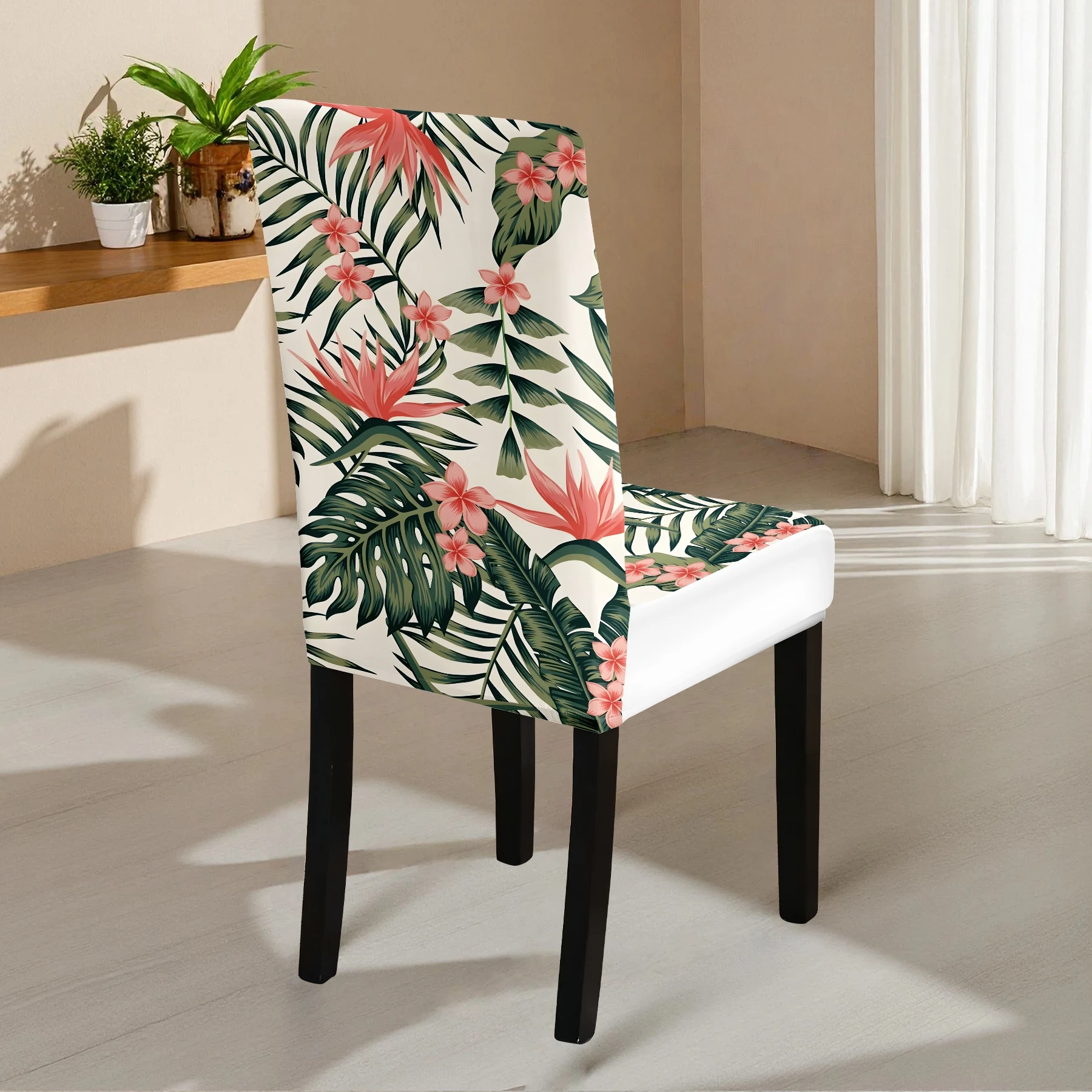 2026 New Elastic All - inclusive Chair Cover, Tropical Plant Flower Print, Summer Outdoor & Indoor Use, Wa