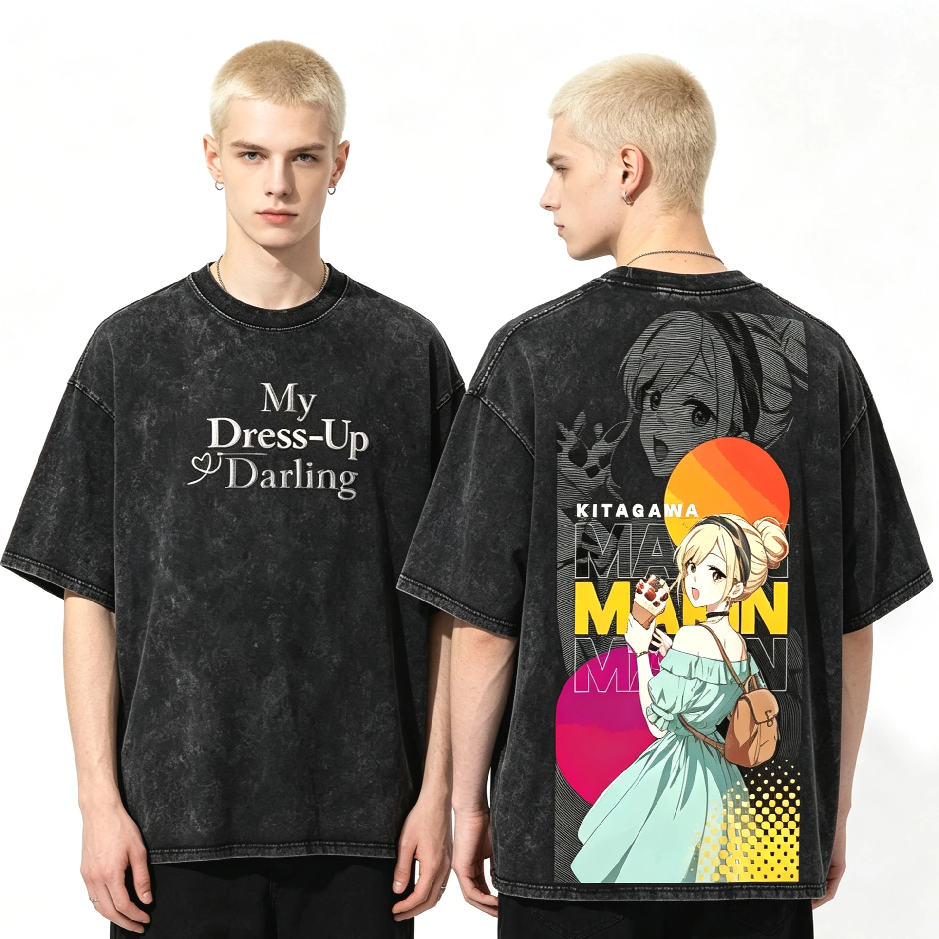 Promoção de Verão: Camiseta Estampada Anime My Dress Up Darling, Unissex, Estilo Retrô Lavado, Y2K Gótico, Algodão, Oversized