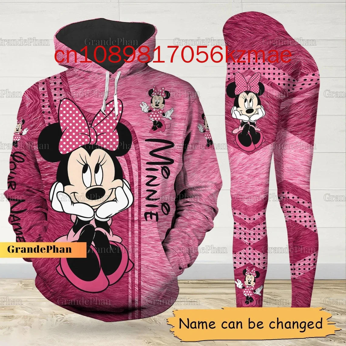 2024 New Disney Minnie Mouse 3D Hoodie Women\'s Hoodie Yoga Pants Set Disney Yoga Sweatpants Hoodie Fashion Sports Suit