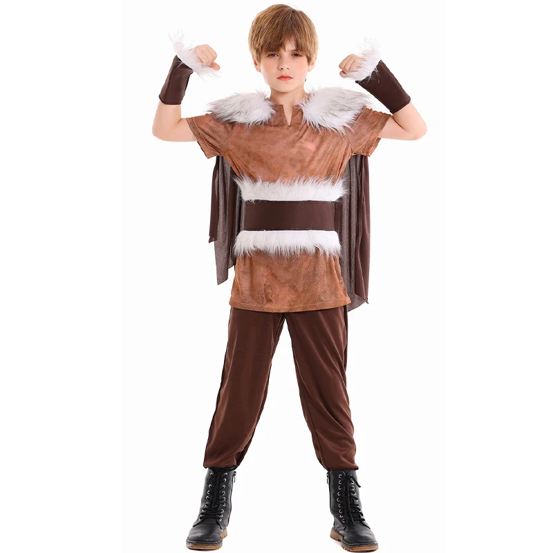 

2025 New Arrival Boy Pirate Barbarian Halloween Fancy Dress Up Fighting Boys Costume