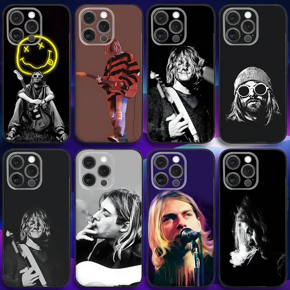 

K-Kurt C-Cobain Phone Case For iPhone 17,16,15,14,13,12,11,Pro,Max,Plus,X,XS,SE4,E,Mini,Soft Black Case