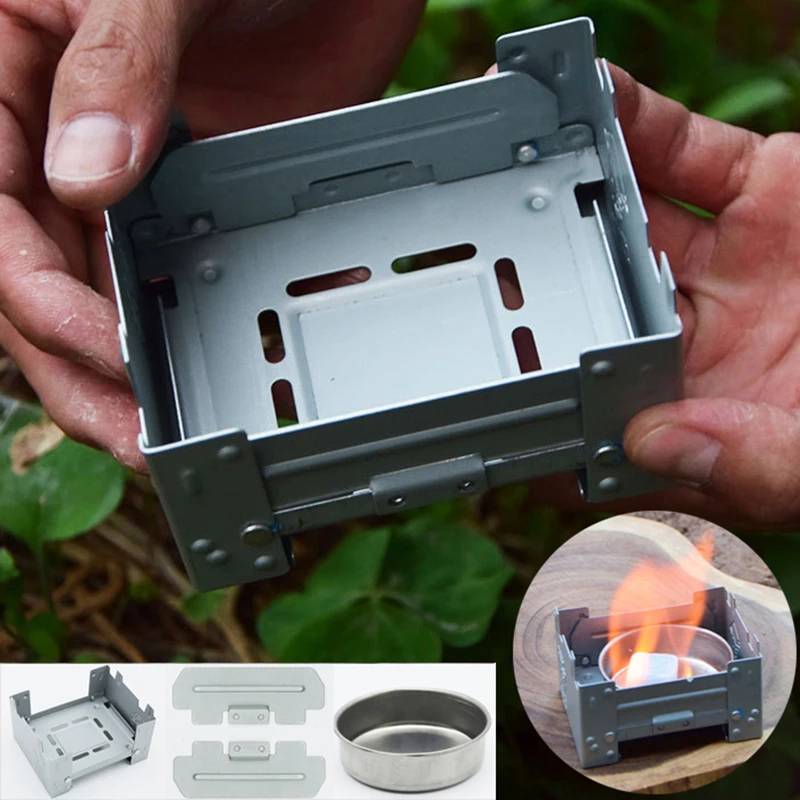 طوي التخييم الكحول موقد معدات التخييم المحمولة الفولاذ المقاوم للصدأ الصلبة الوقود الكحول مواقد لوازم طباخ في الهواء الطلق