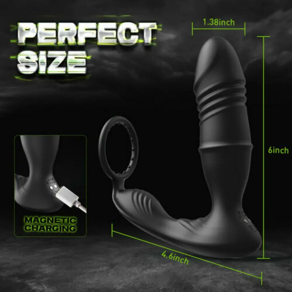Male Prostate Massager Penis Cock Vibrator Anal Butt Plug Testicle Stimulator Delay Ejaculation Ring Sex Toys For Men Couple 18+