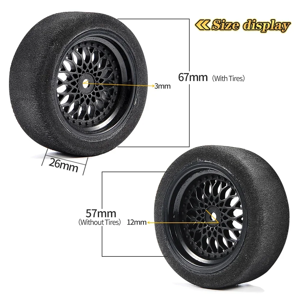 4pcs/2pcs wltoys 144001 124019 124017 A959 parts on road foam tyres 62MM wheel fit 12MM hex for 1/16 1/14 1/12 RC cars