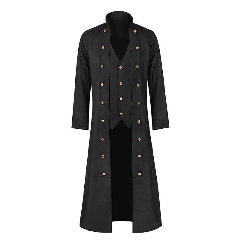 

Men's Trench Coat 2023 Spring And Autumn New Solid Color Long Sleeve Stand Collar Three Breasted Temperament Large Size Coat