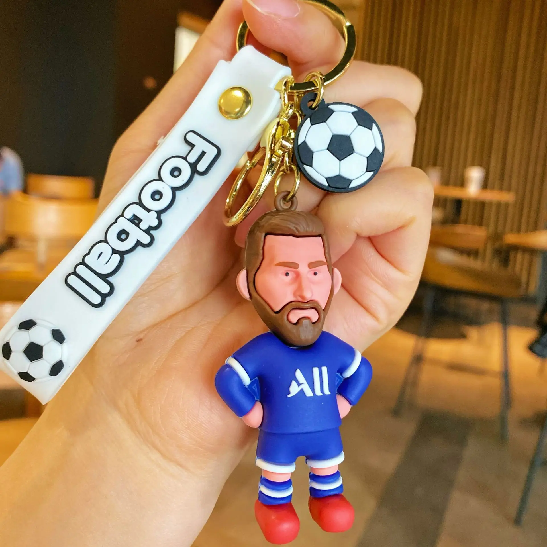 Cartoon Personage Messi Schlüsselanhänger Anhänger Kreative Herren- und Damen-Auto-Schlüsselanhänger Ring Zubehör Geschenke für Fußball-Enthusiasten