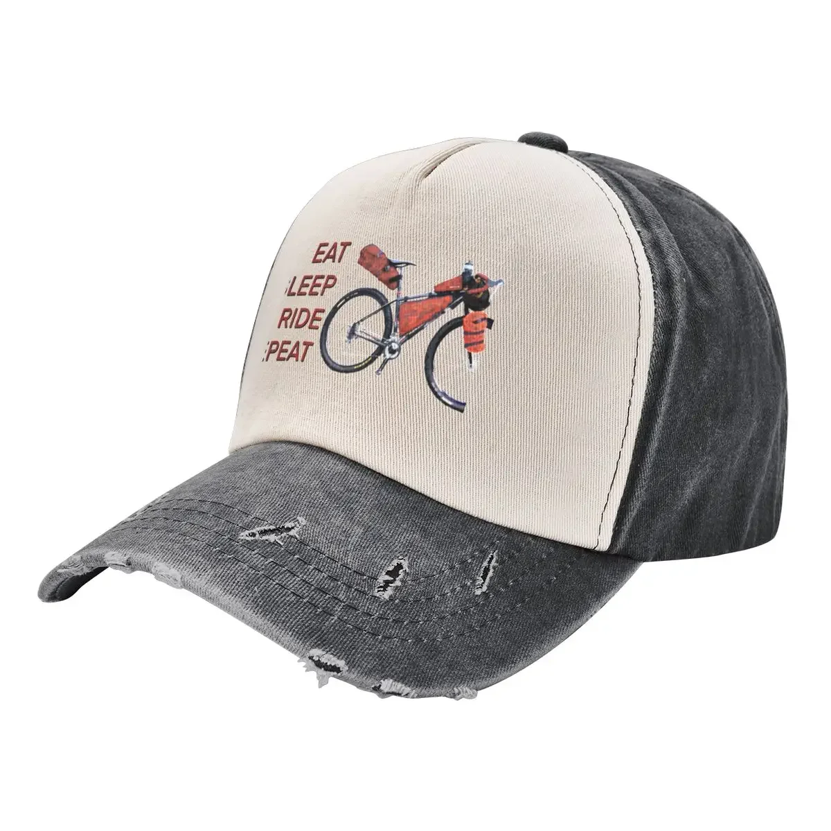 

Bike Packing, eat, sleep, ride, repeat Baseball Cap Snapback Cap hiking hat hard hat Hip Hop Men's Hats Women's