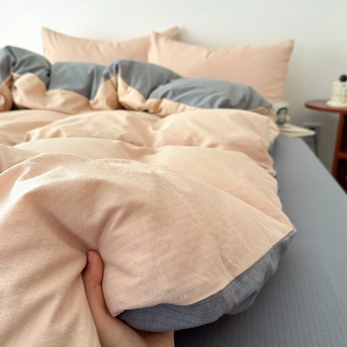 Bedding Sets and Components Linen Duvet Cover Comforter Set Double 4pcs Solid Color Simple Pillowcase 3pcs Bed Sheet