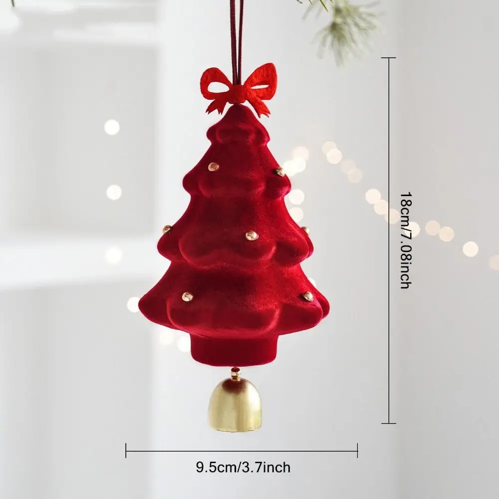 Mini Flocked Christmas Bell Wreath Exquisite Retro Christmas Decoration Bells Portable Decorative Xmas Tree Pendant Wall Hanging