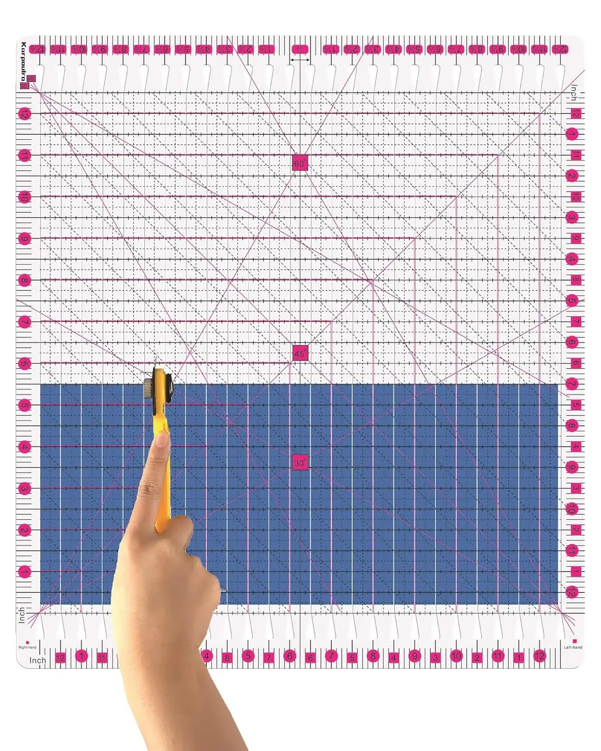 

Линейка для квилтинга 12,5 x 12,5 дюймов с выемками для точной резки ткани и шитья