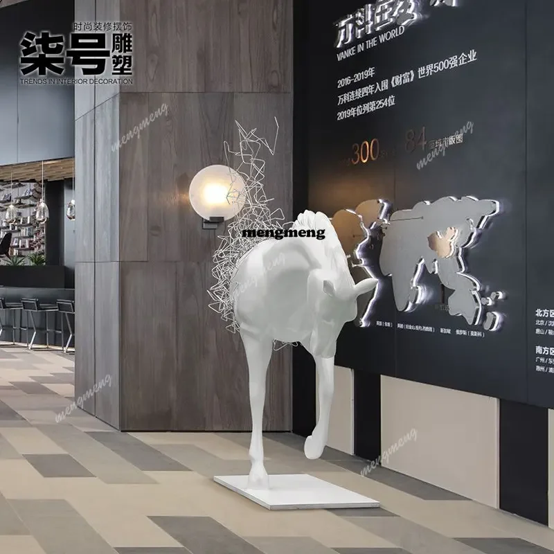 

New arrive Sales Hall Abstract Horse Head Sculpture Ornament Hotel Villa Outdoor Large Floor Decorative Art