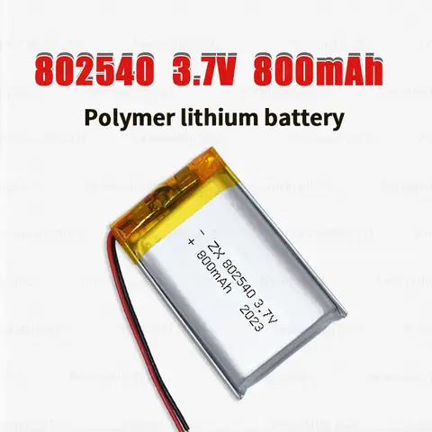 802540 Li Po Battery 800mAh 3.7V Lithium Polymer Rechargeable Batteries for Atomiser Demister Recorder Smart Home Li-ion Cell