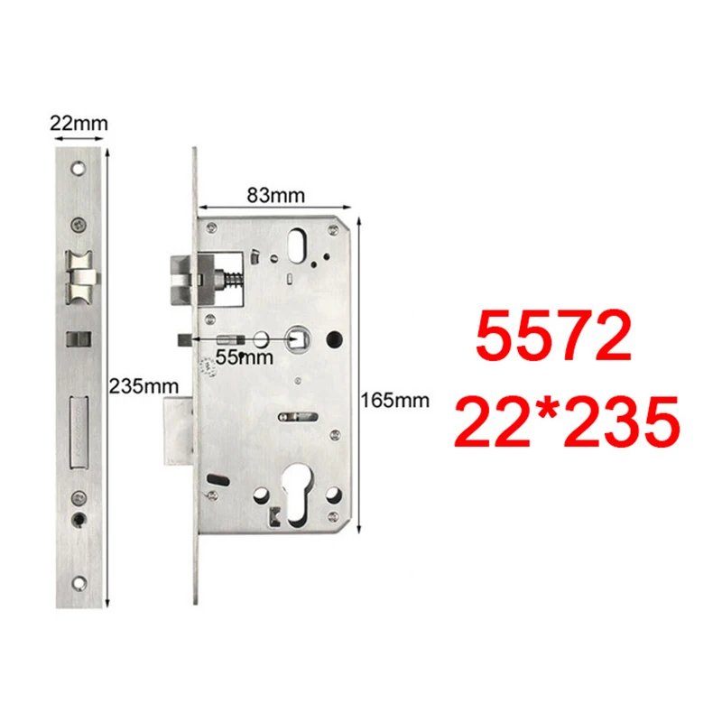 5050 5572 6072 190 220 235*22 Round Corners steel security fingerprint door lock body,Mechanical lock accessories