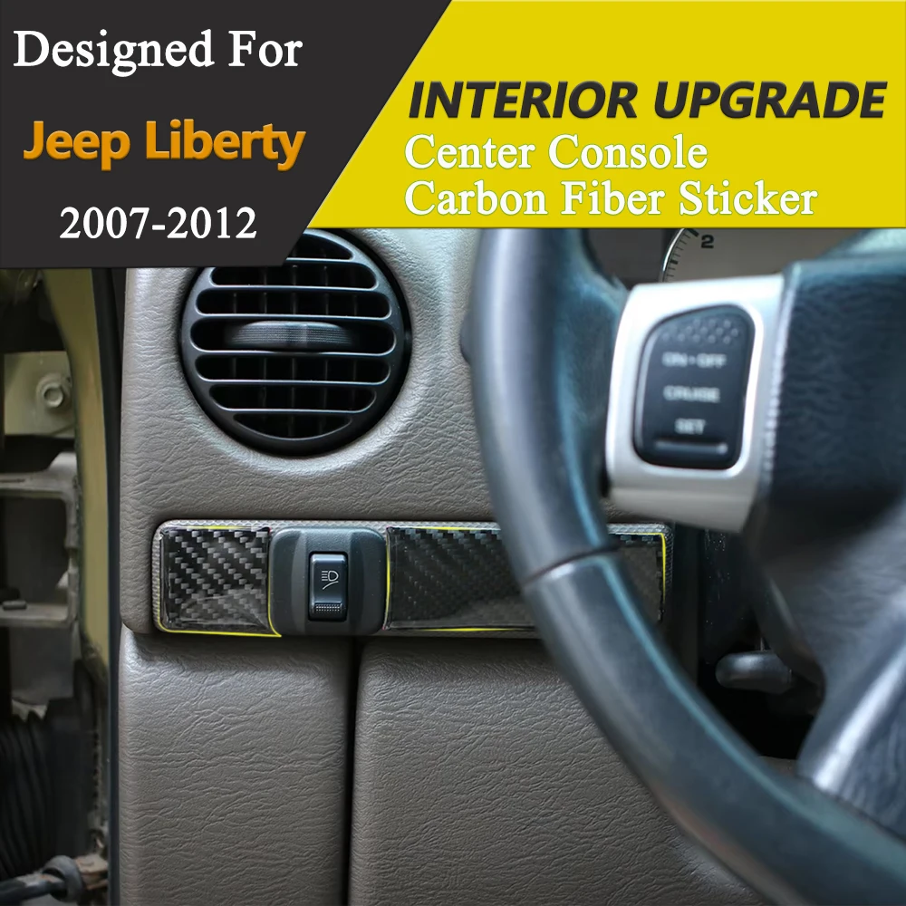 for Jeep Liberty 2007-2012 Front Central Control Panel Trim Sticker Carbon Fiber Interior Frame Decoration Car Accessories