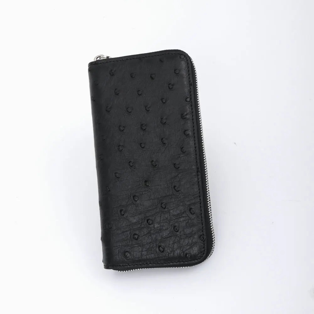 2026 موضة جديدة رجال الأعمال محافظ طويلة الطبيعية الحقيقية النعامة الجلد الجلود الذكور النقدية المحافظ مخلب حاملي بطاقات الرجال براثن #6