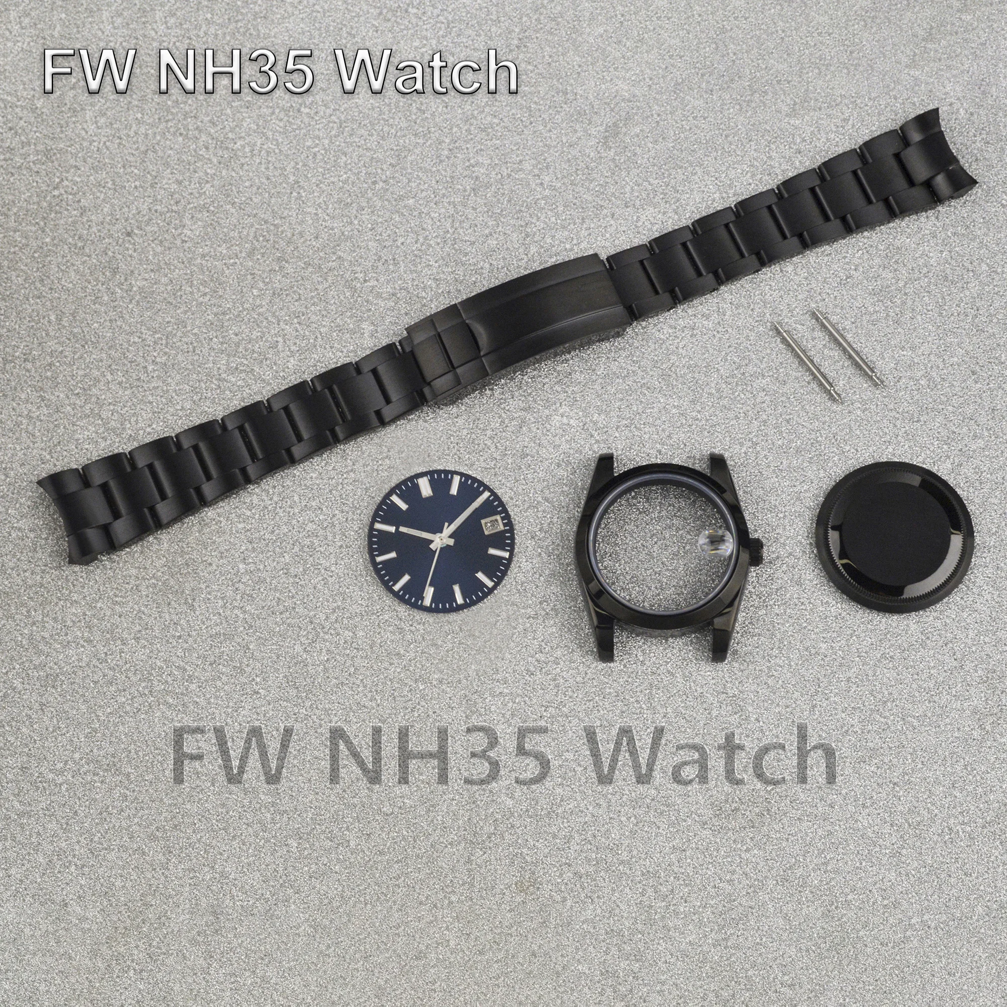 

NH35 Case Sapphire Glass Watch Case for Datejust Black PVD Stainless Steel Bracelet 36mm/39mm Case fit NH34/NH35/NH36 Movement