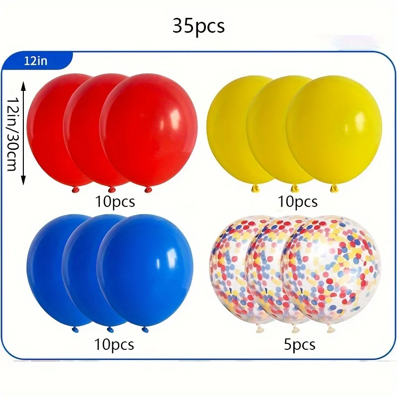 35pcs latex balloon carnival circus birthday party balloons suitable for boys, babies, showers, weddings, party decorations