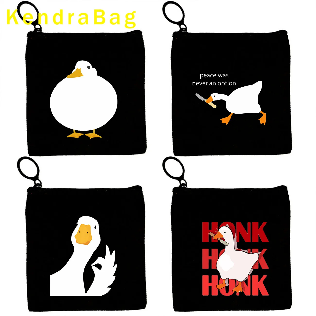 Funny Honk Untitled Goose Game Lovely Meme Judgmental Duck Cute Cartoon Animal Key Coin Purse Canvas Card Bag Pouch Wallet Gifts