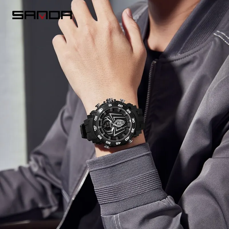 SANDA Men\'s Watches Sport Military Quartz Watch 50M Waterproof Wristwatch for Male Clock Stopwatch Relogios Masculino