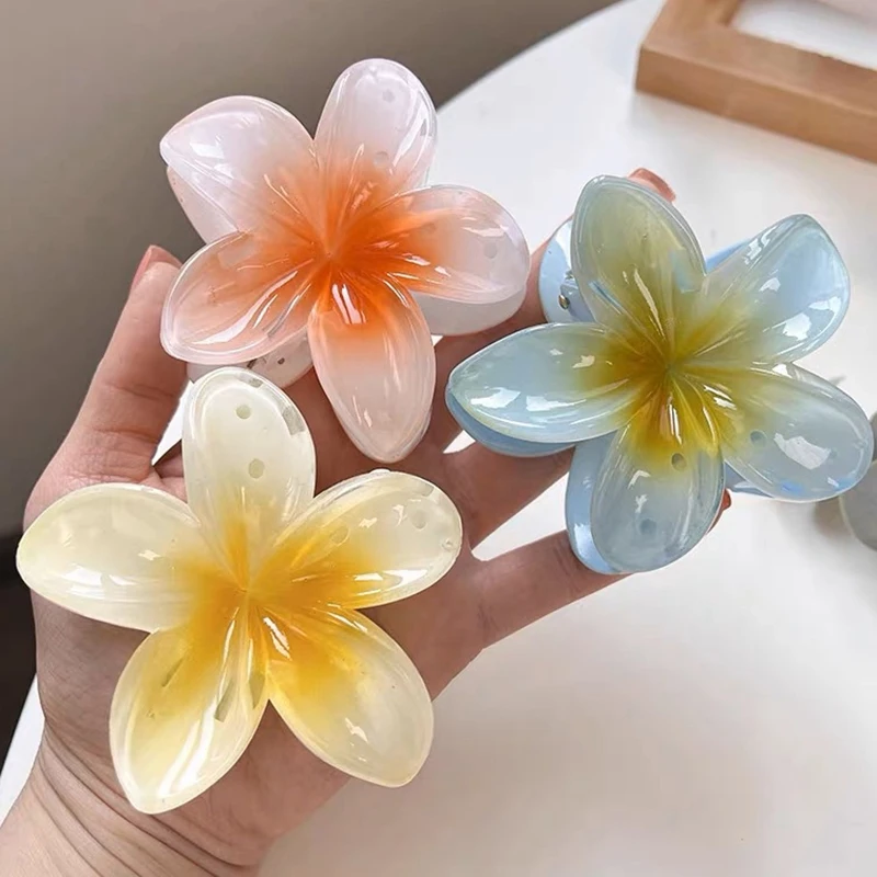 Beach Vacation Bohemia Style Fashion Egg Flower Hair Clips Flower Large Hair Claw Hairpin For Women Girls Accessories