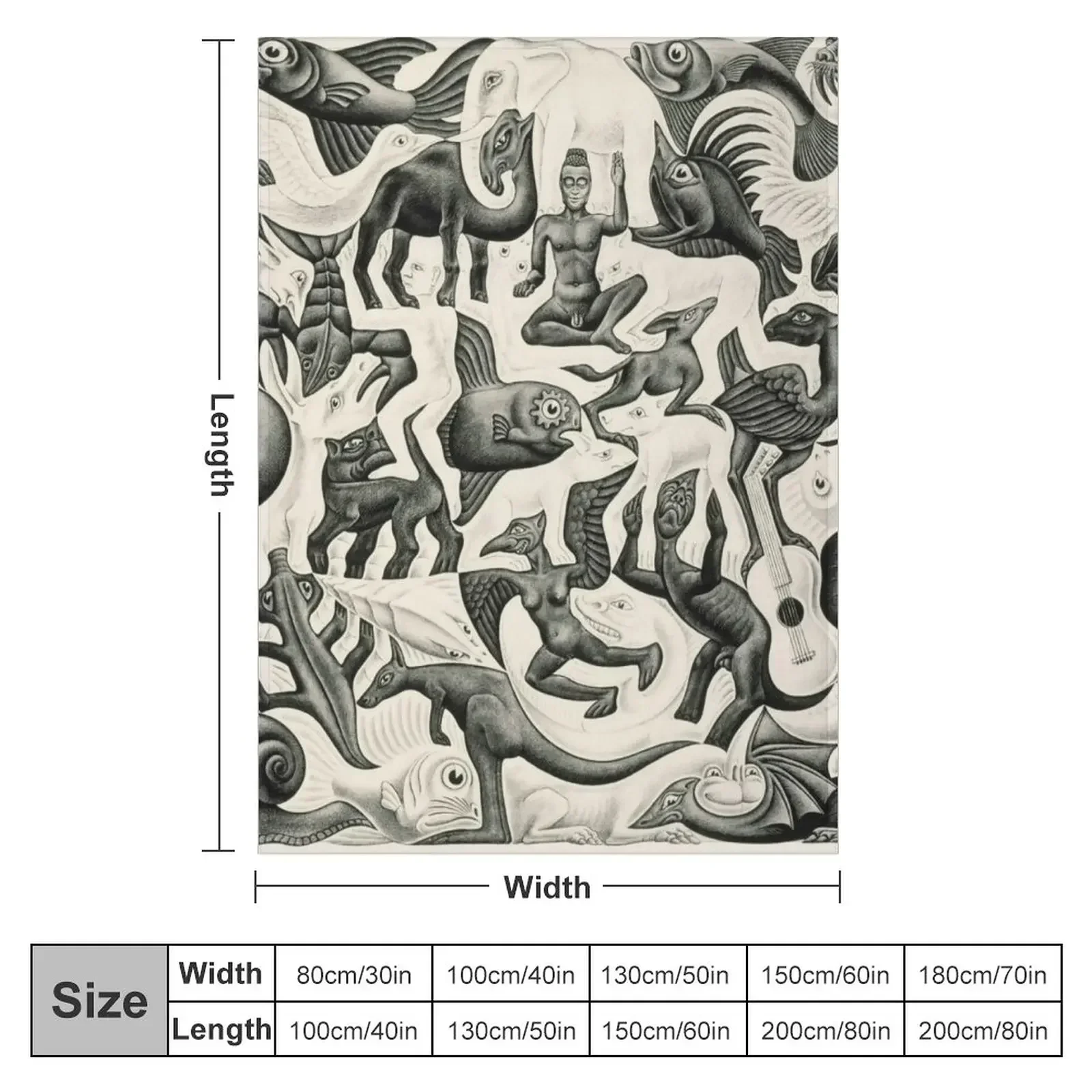 Escher - Plane Filling II Throw Blanket Retros Thins Picnic Soft Big Blankets