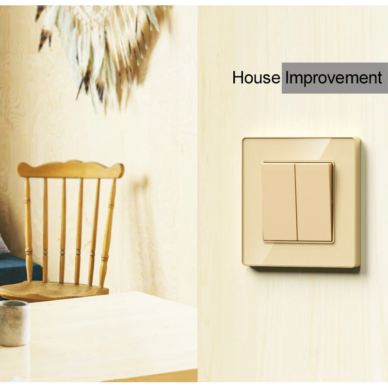 DIY Wall Electrical Socket EU French Plug, USB Type C Charging Ports, Gold Acrlic Glass Panel 1 2 3 Panel Gang, Wallpad L6 - Image 3