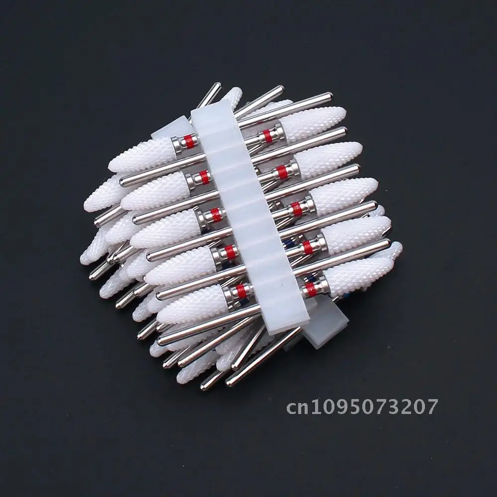 10pc Ceramic Nail Milling Bits Set for Manicure Drill Cutter Cuticle Polish Burr Remove Kit Electric Tools Files Gel Drills