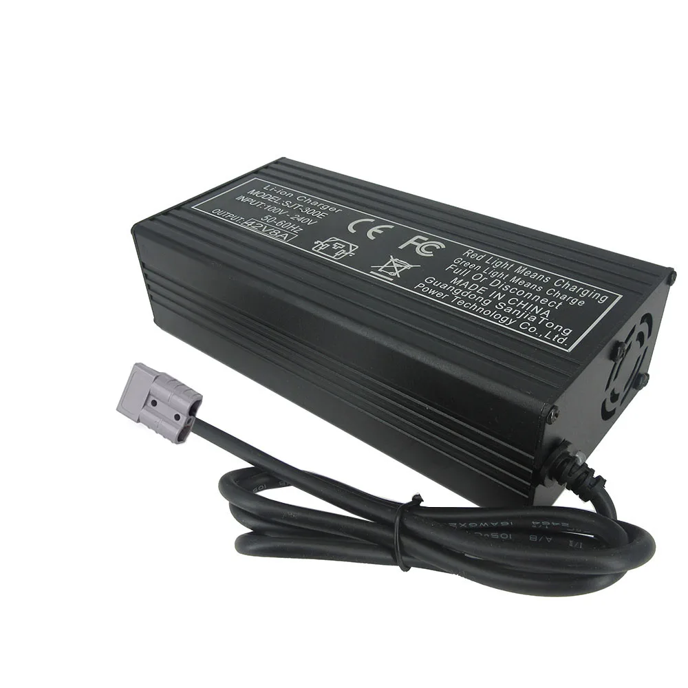 Carregador rápido com Shell de alumínio, bateria do Li-íon, XT60, 42V, 36 volts, 37V, lítio 10S, 50Ah, 80Ah, 220V, 8A