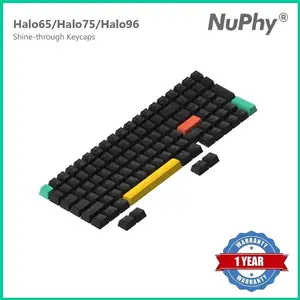 NuPhy Cherry Profile Shine-through PC Keycaps Black Transparent Keycap  Suitable for Halo Series